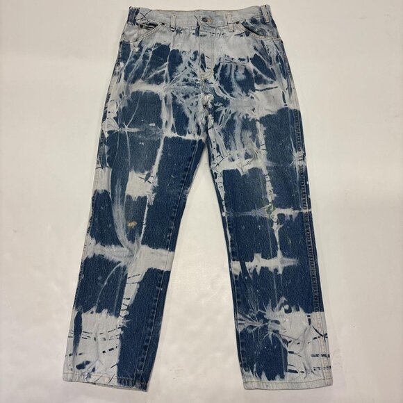Bleached Dickie Denim Carpenter Pant Mens 32 x 30 Blue Distressed Workwear